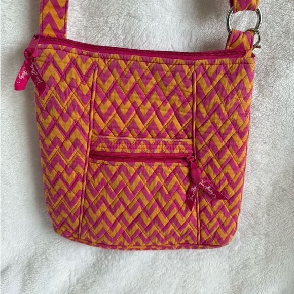 Vera Bradley Pink and Orange Chevron Crossbody Bag - Picture 1 of 10